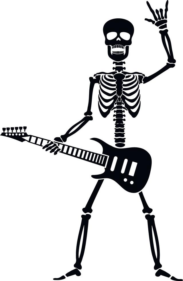 Skeleton with guitar stencil vector