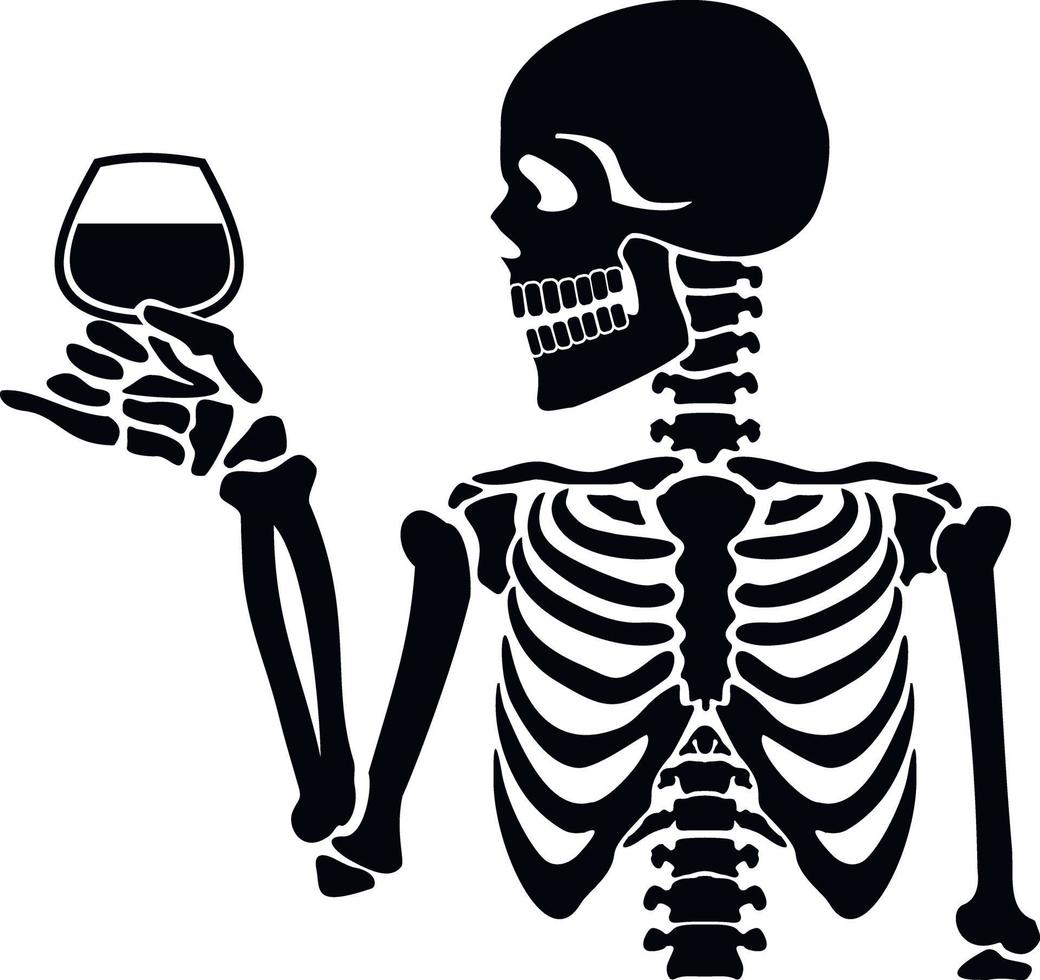 stencil skeleton with glass vector