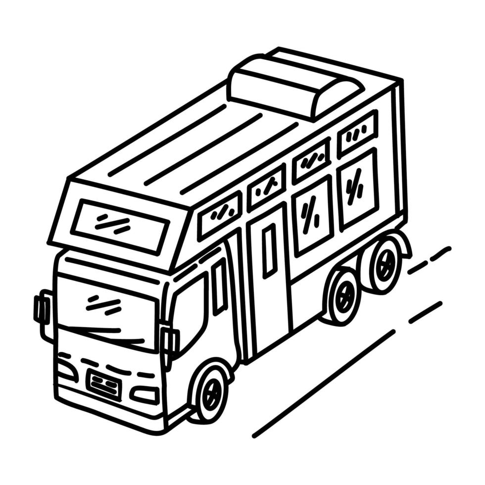 icono de camper tropical. Doodle dibujado a mano o estilo de icono de contorno vector