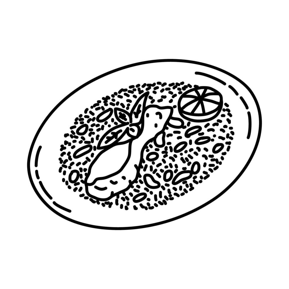 icono de Biryani. Doodle dibujado a mano o estilo de icono de contorno vector