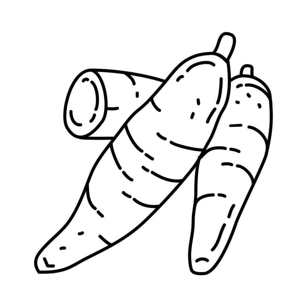 icono de mandioca. Doodle dibujado a mano o estilo de icono de contorno vector