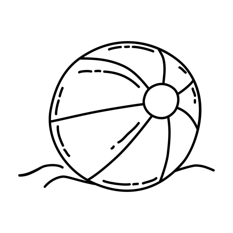 icono de pelota de playa. Doodle dibujado a mano o estilo de icono de contorno vector