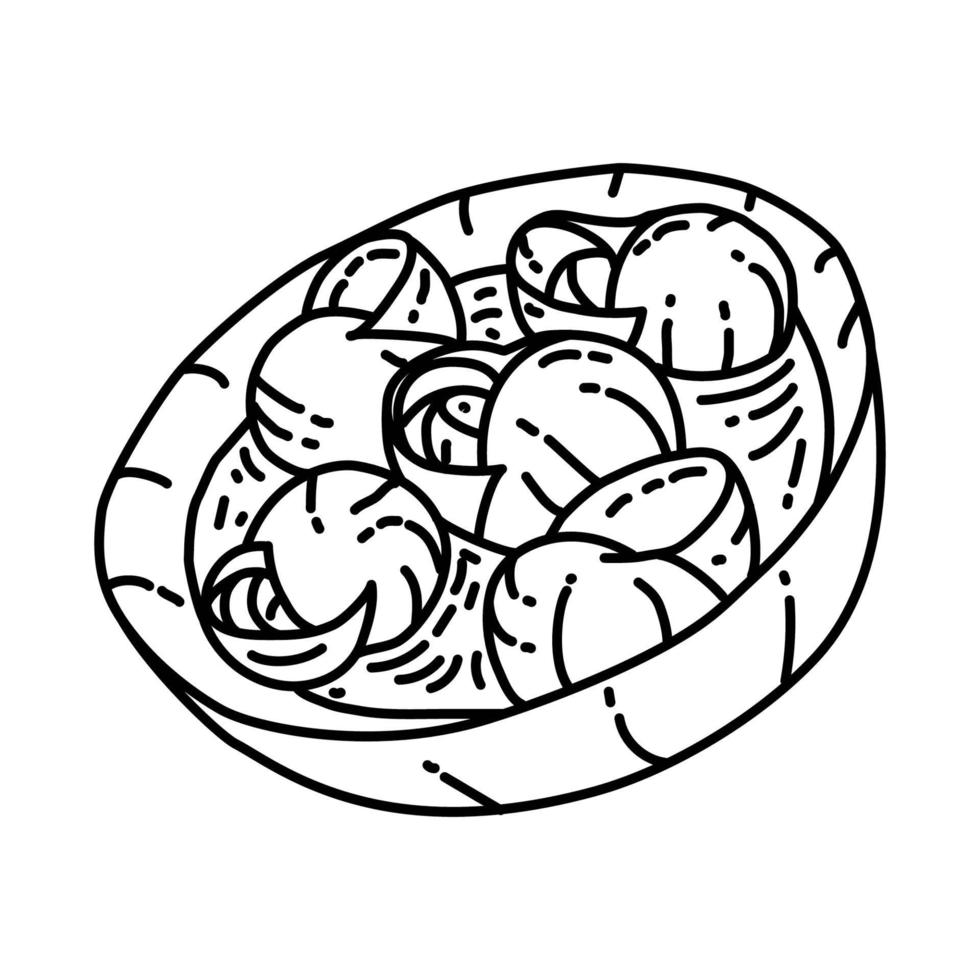 Escargots Icon. Doodle Hand Drawn or Outline Icon Style vector