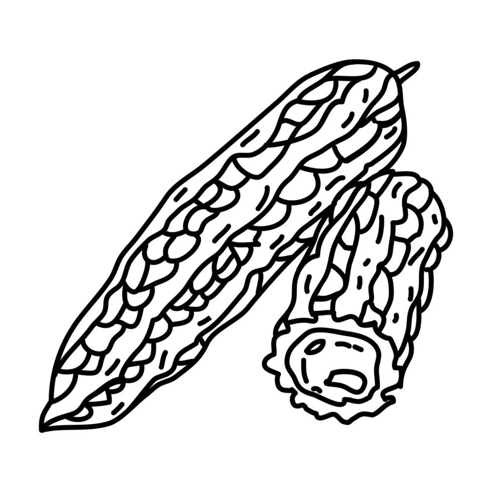 icono de melón amargo. Doodle dibujado a mano o estilo de icono de contorno vector