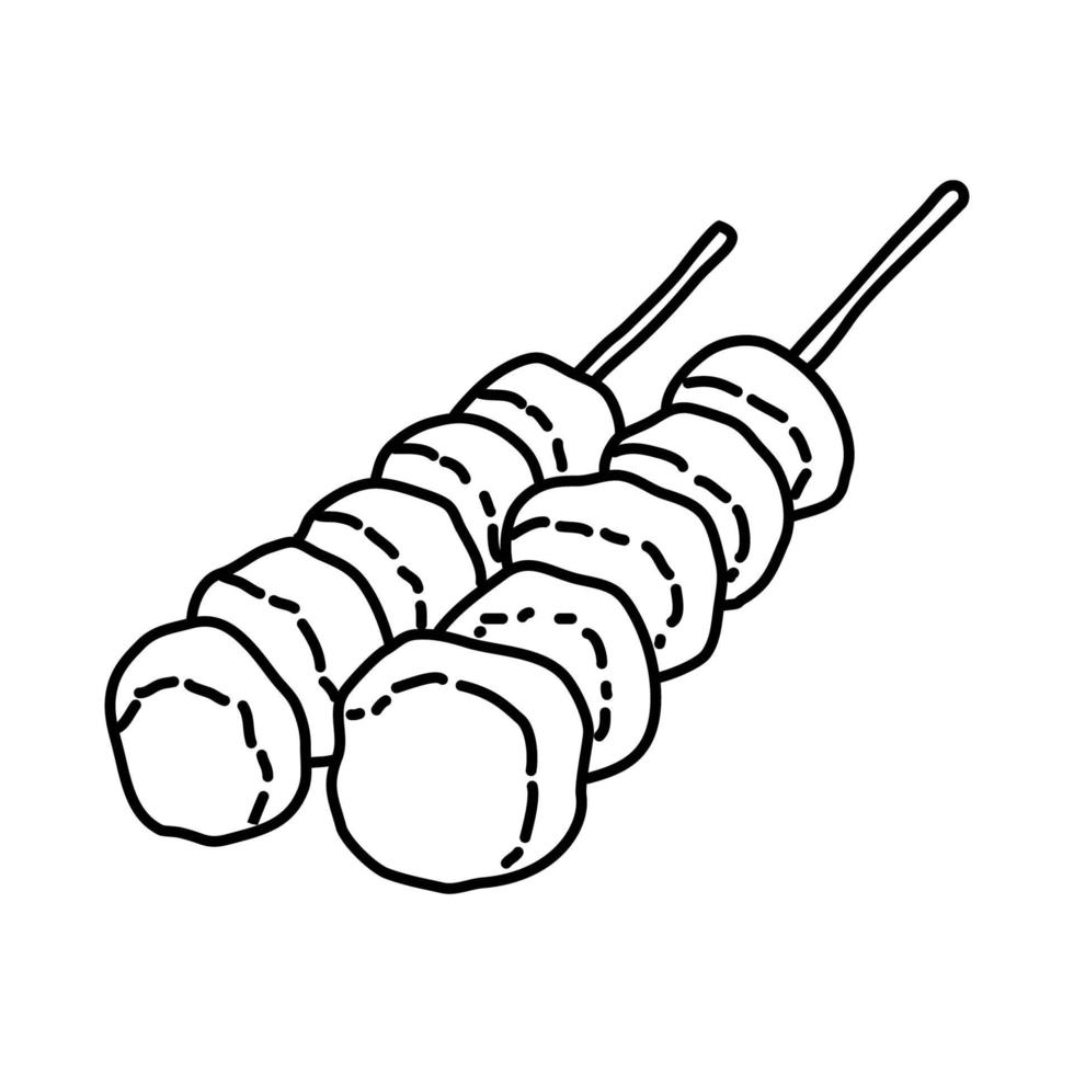 icono de kinako dango. Doodle dibujado a mano o estilo de icono de contorno vector