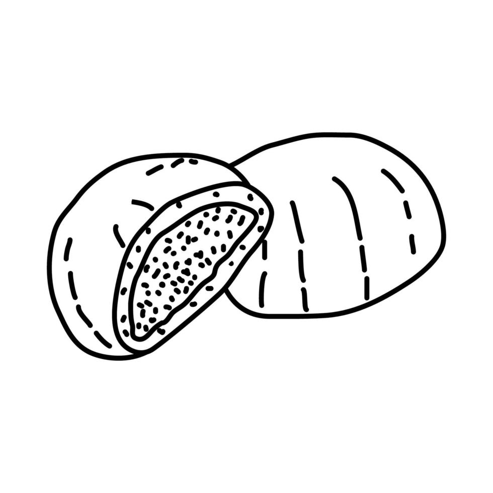 icono de manju. Doodle dibujado a mano o estilo de icono de contorno vector