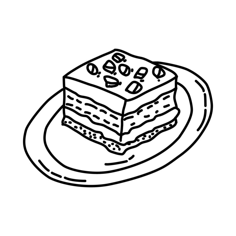 icono de pastel de barro. Doodle dibujado a mano o estilo de icono de contorno vector