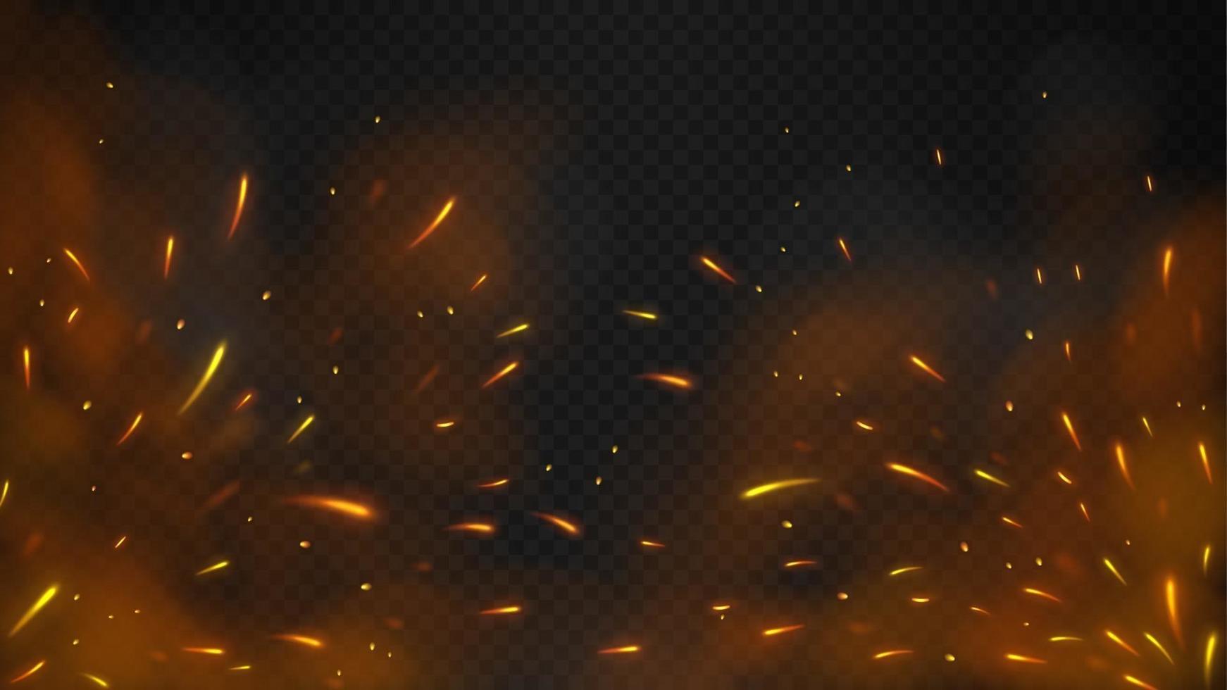 Fire flying sparks with a dark background vector