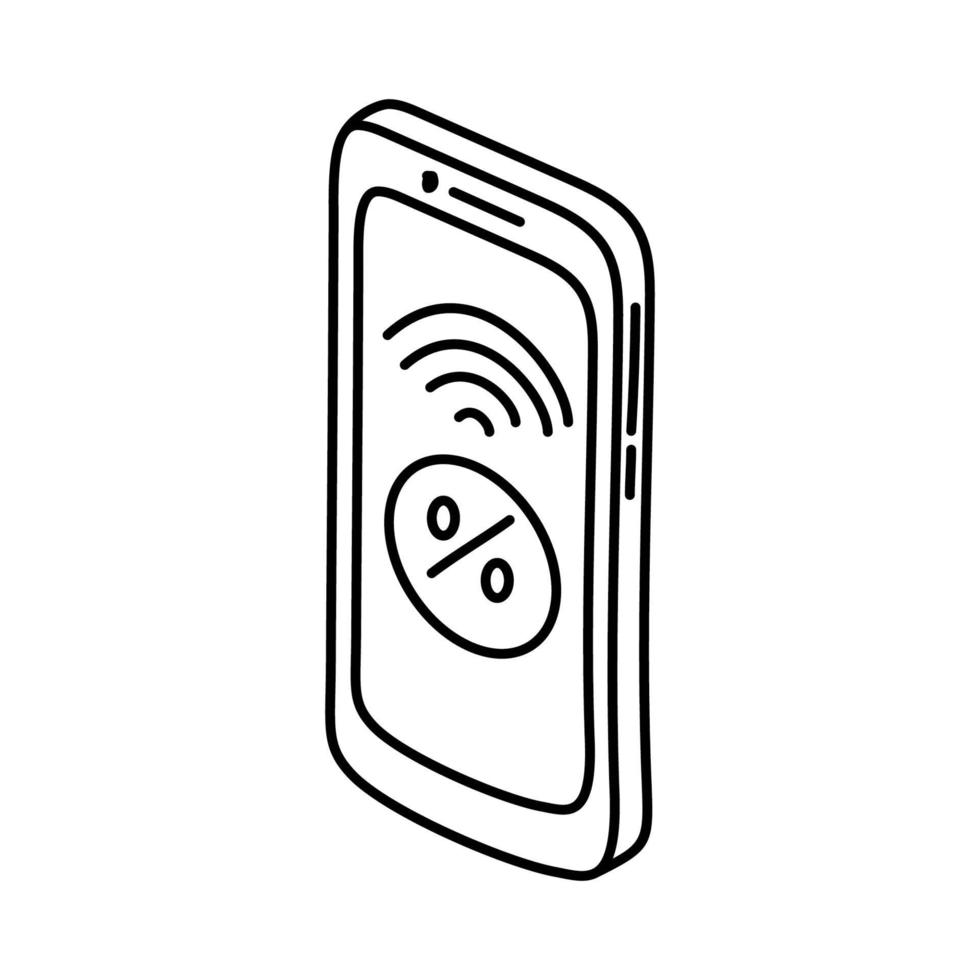 Mobile Commerce Icon. Doodle Hand Drawn or Outline Icon Style vector