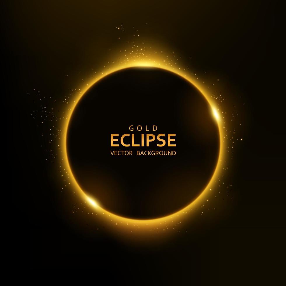 Eclipse de oro abstracto de luz sobre un fondo oscuro vector