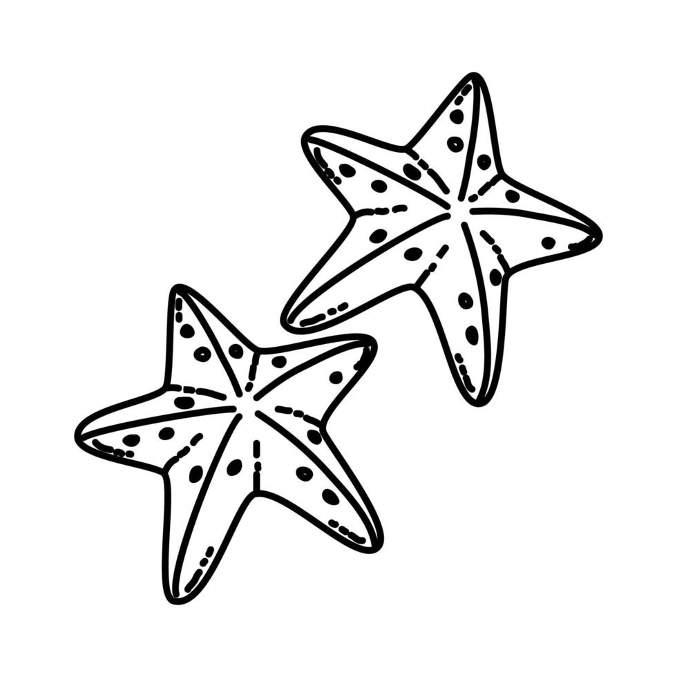bonito icono de estrella de mar. Doodle dibujado a mano o estilo de icono de contorno vector
