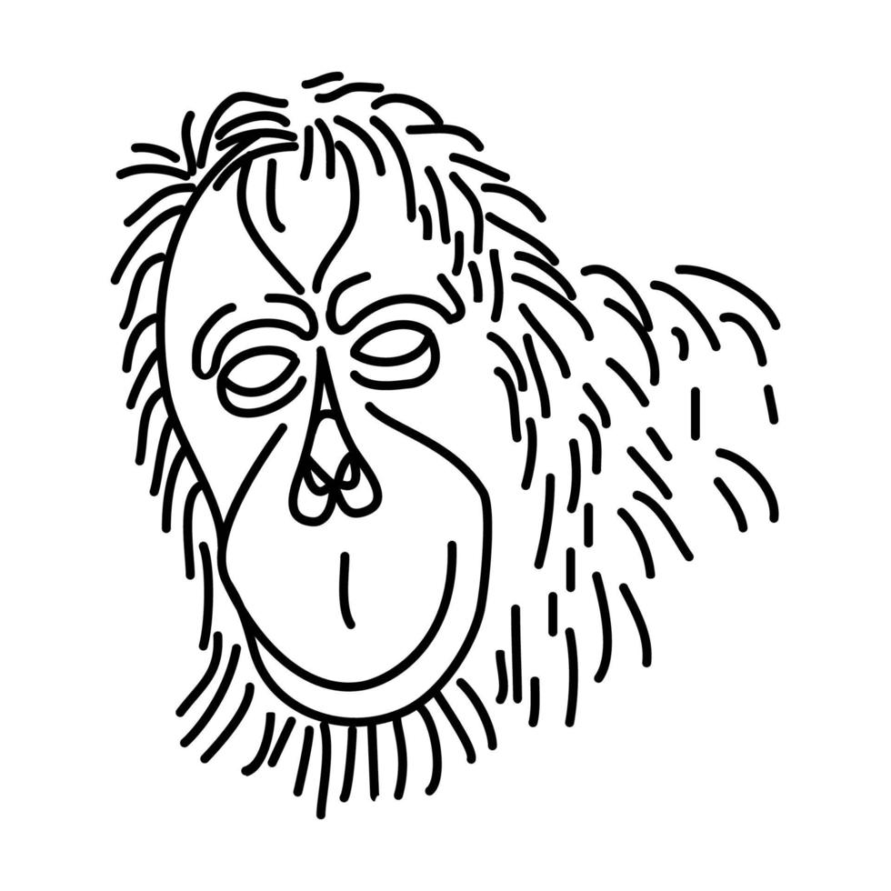 icono de orangután. Doodle dibujado a mano o estilo de icono de contorno vector