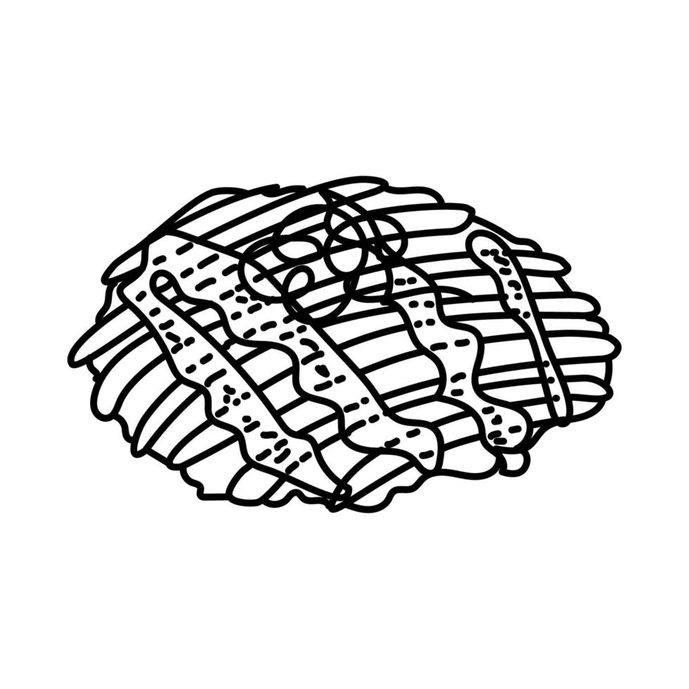 Okonomiyaki Icon. Doodle Hand Drawn or Outline Icon Style vector