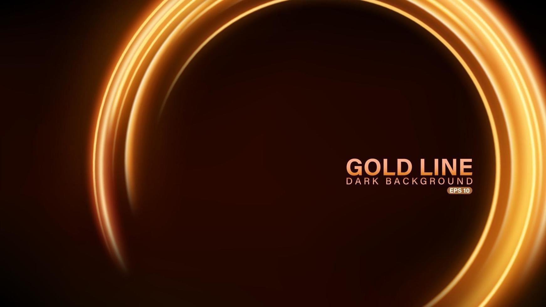 Gold line of light on dark background vector