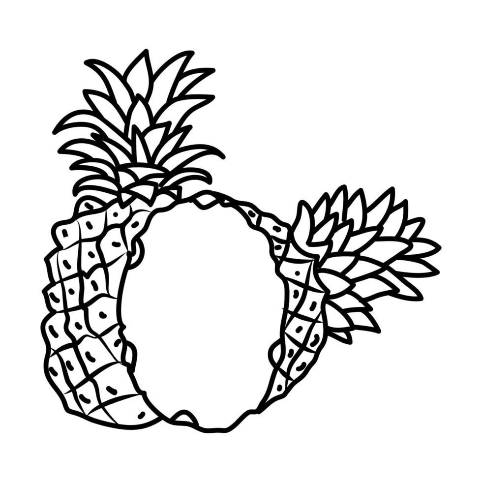 icono tropical de piña. Doodle dibujado a mano o estilo de icono de contorno vector