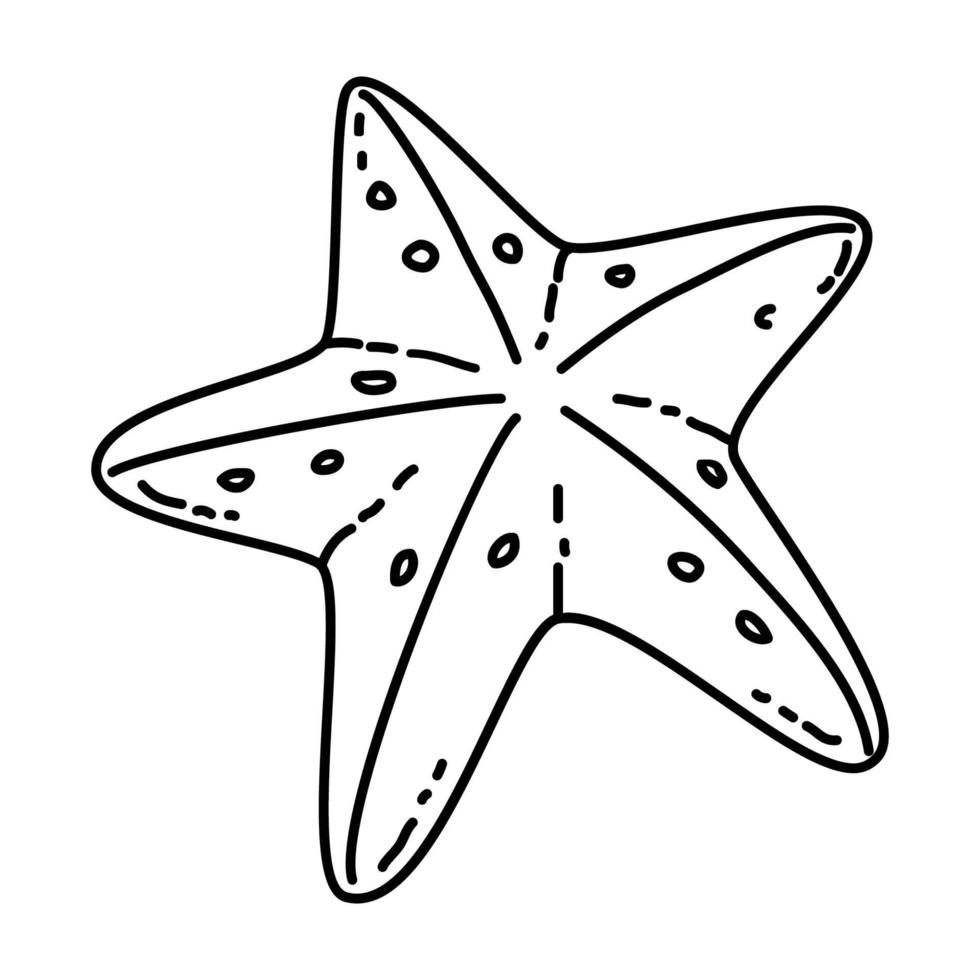 icono de estrella de mar tropical. Doodle dibujado a mano o estilo de icono de contorno vector