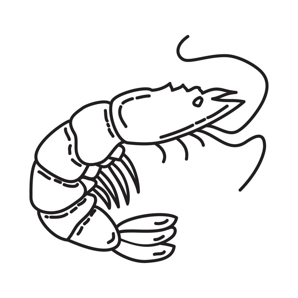 Shrimp Tropical Icon. Doodle Hand Drawn or Outline Icon Style vector