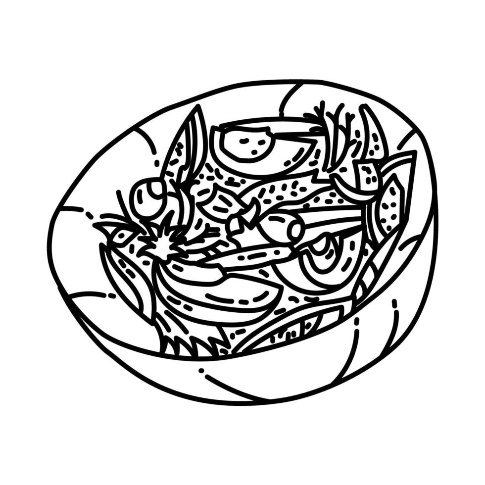 icono de salade nicoise. Doodle dibujado a mano o estilo de icono de contorno vector