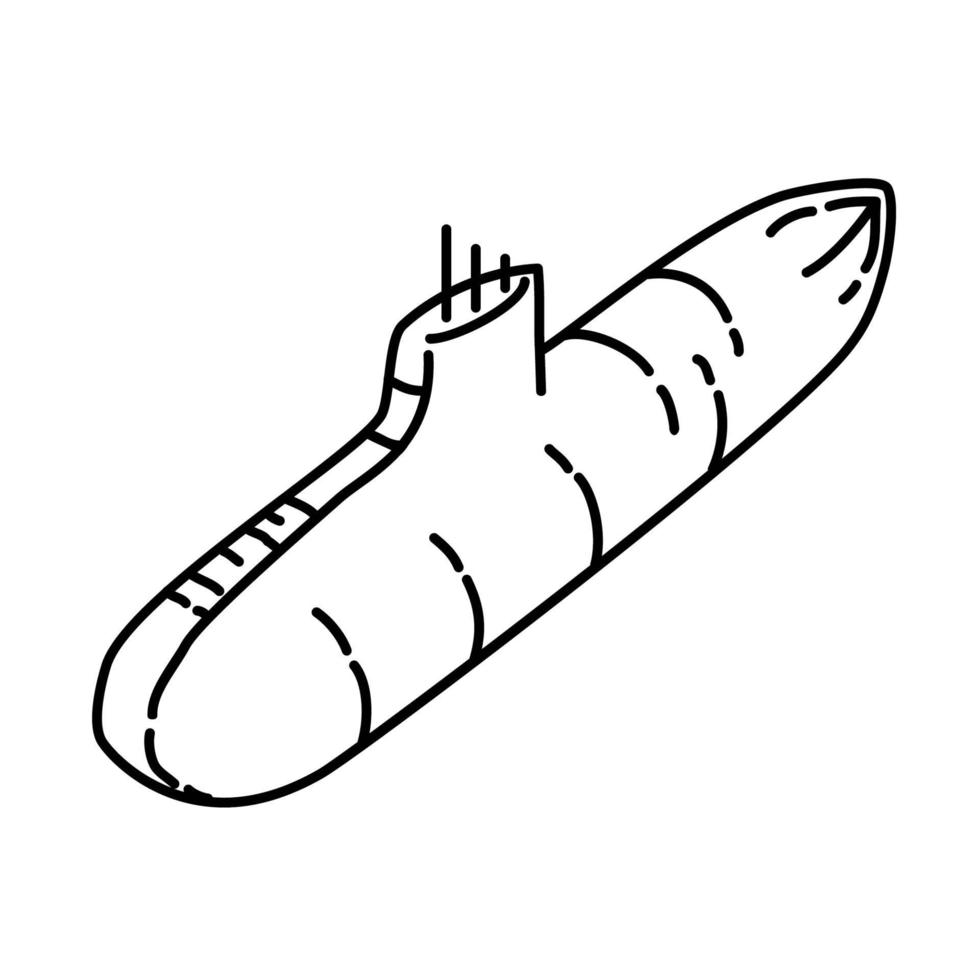 icono de submarino. Doodle dibujado a mano o estilo de icono de contorno vector