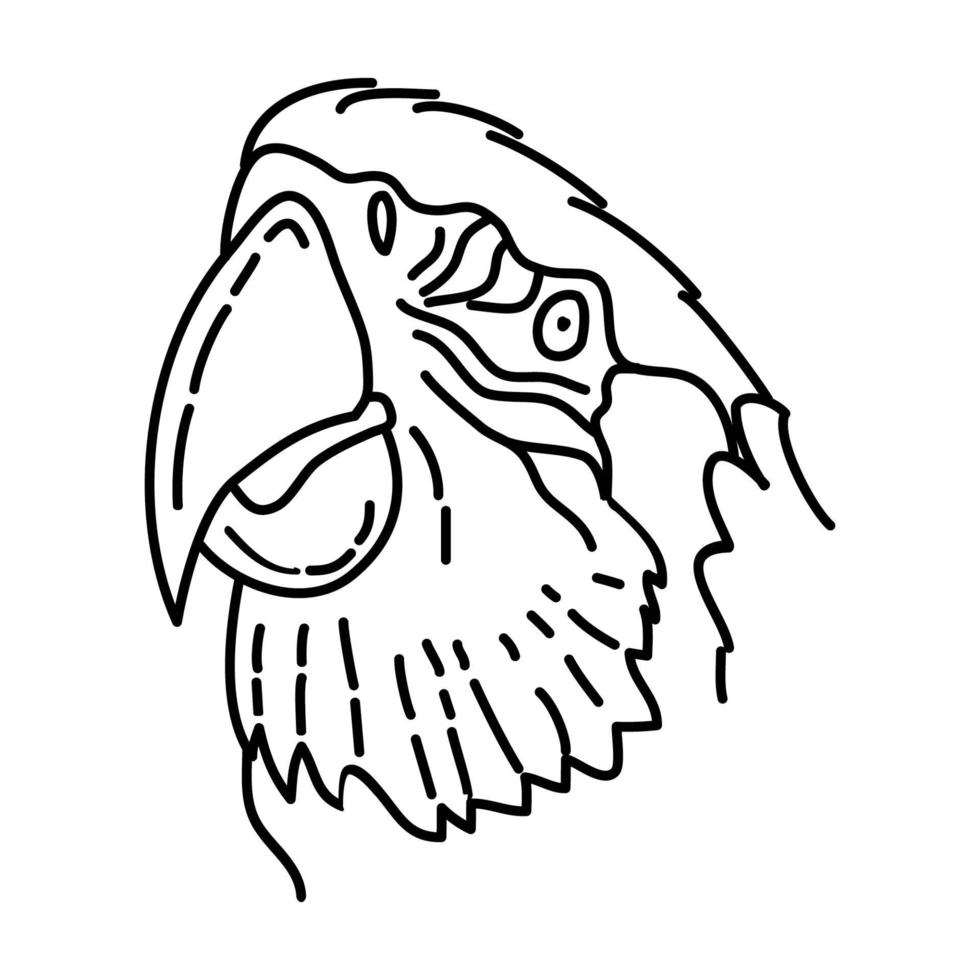 icono de guacamaya roja. Doodle dibujado a mano o estilo de icono de contorno vector