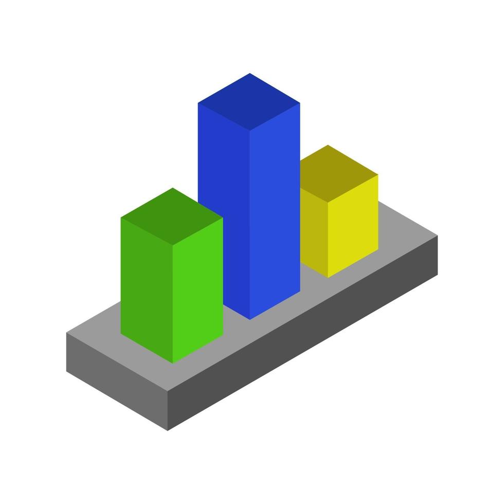 gráfico de barras isométricas sobre fondo blanco vector