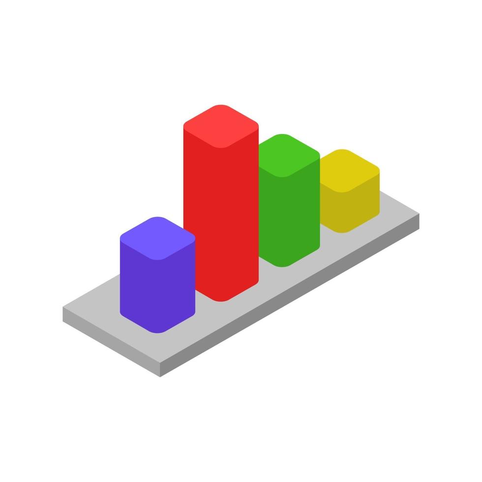 Isometric Bar Chart On White Background vector