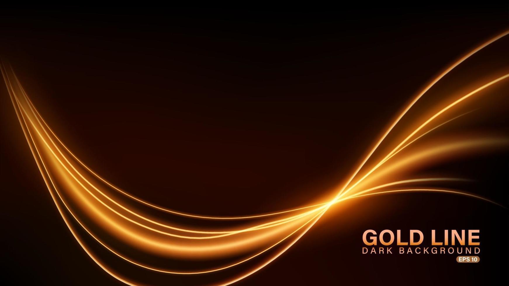 Gold line of light on dark background vector