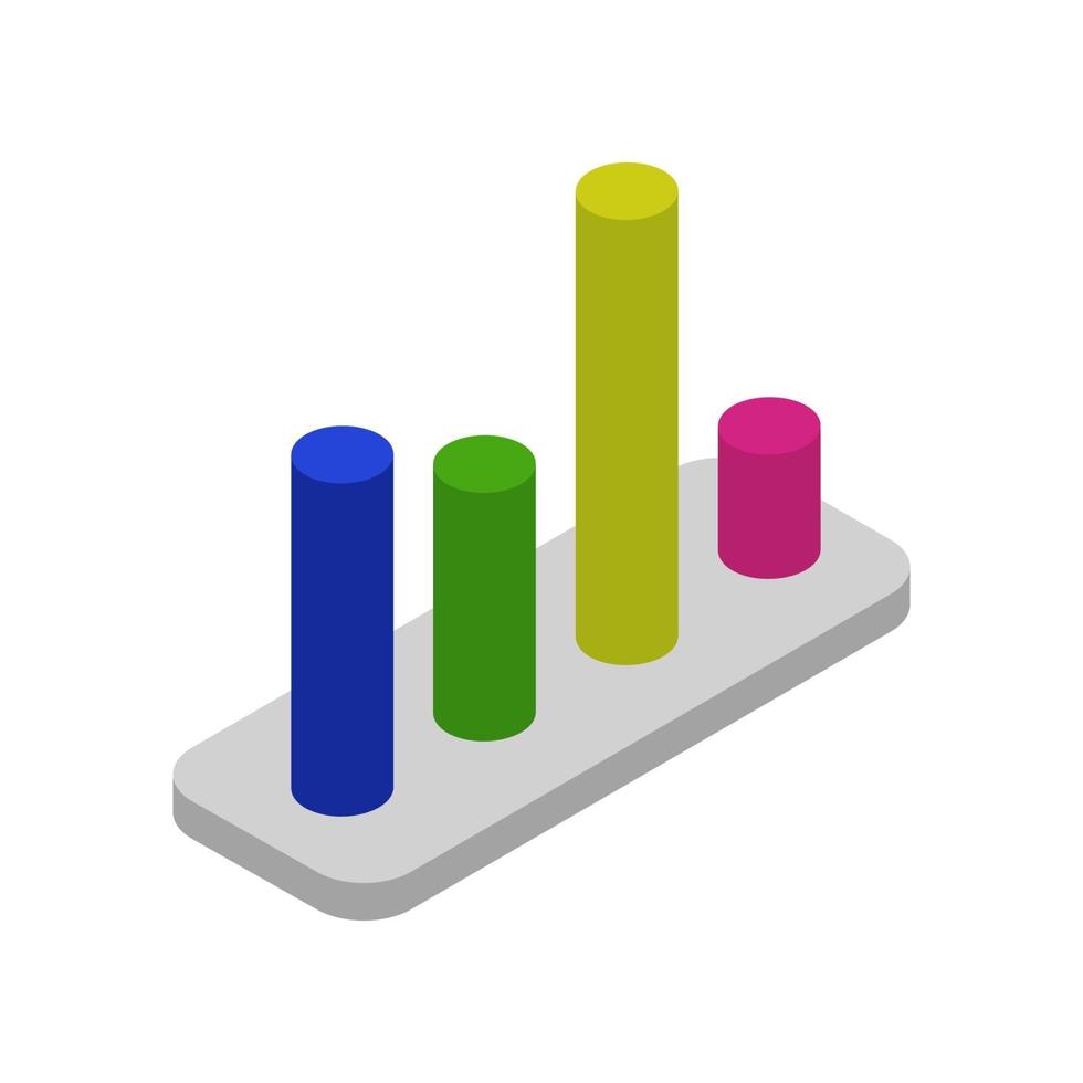 gráfico de barras isométricas sobre fondo blanco vector