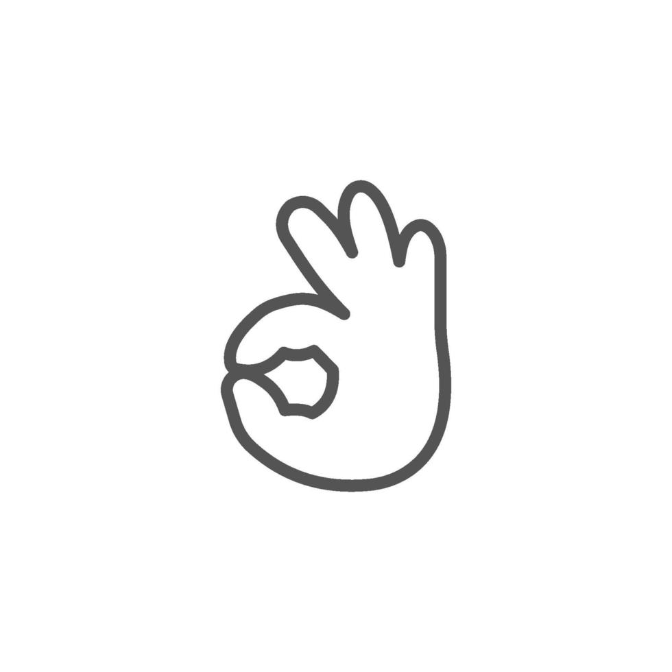 ok icono de ilustración de vector de mano. Símbolo de acuerdo, sí firmar con los dedos icono aislado sobre fondo blanco.