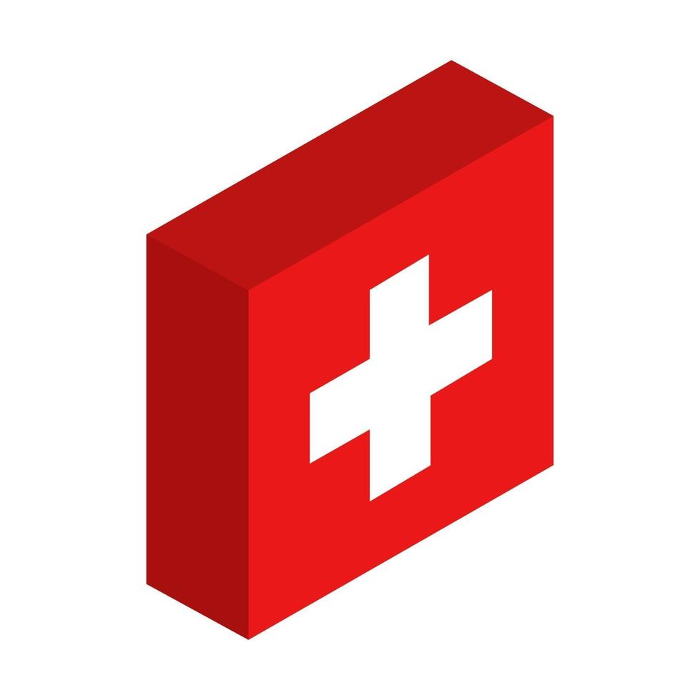 Isometric Medical Cross On White Background vector