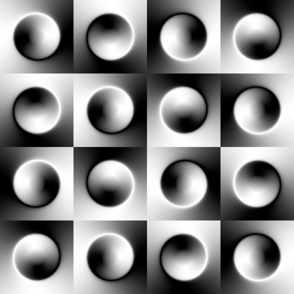 Seamless monochrome background with black and white gradient circles. Vector illustration