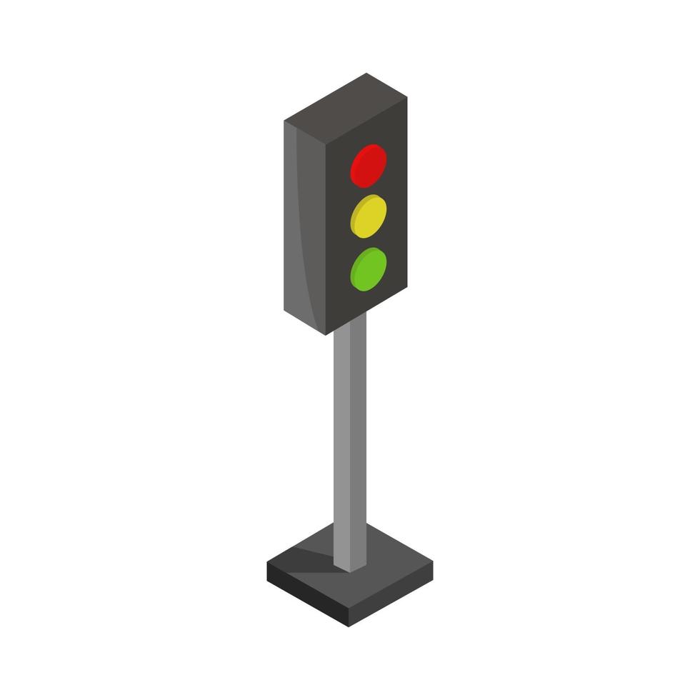 Isometric Traffic Light On White Background vector