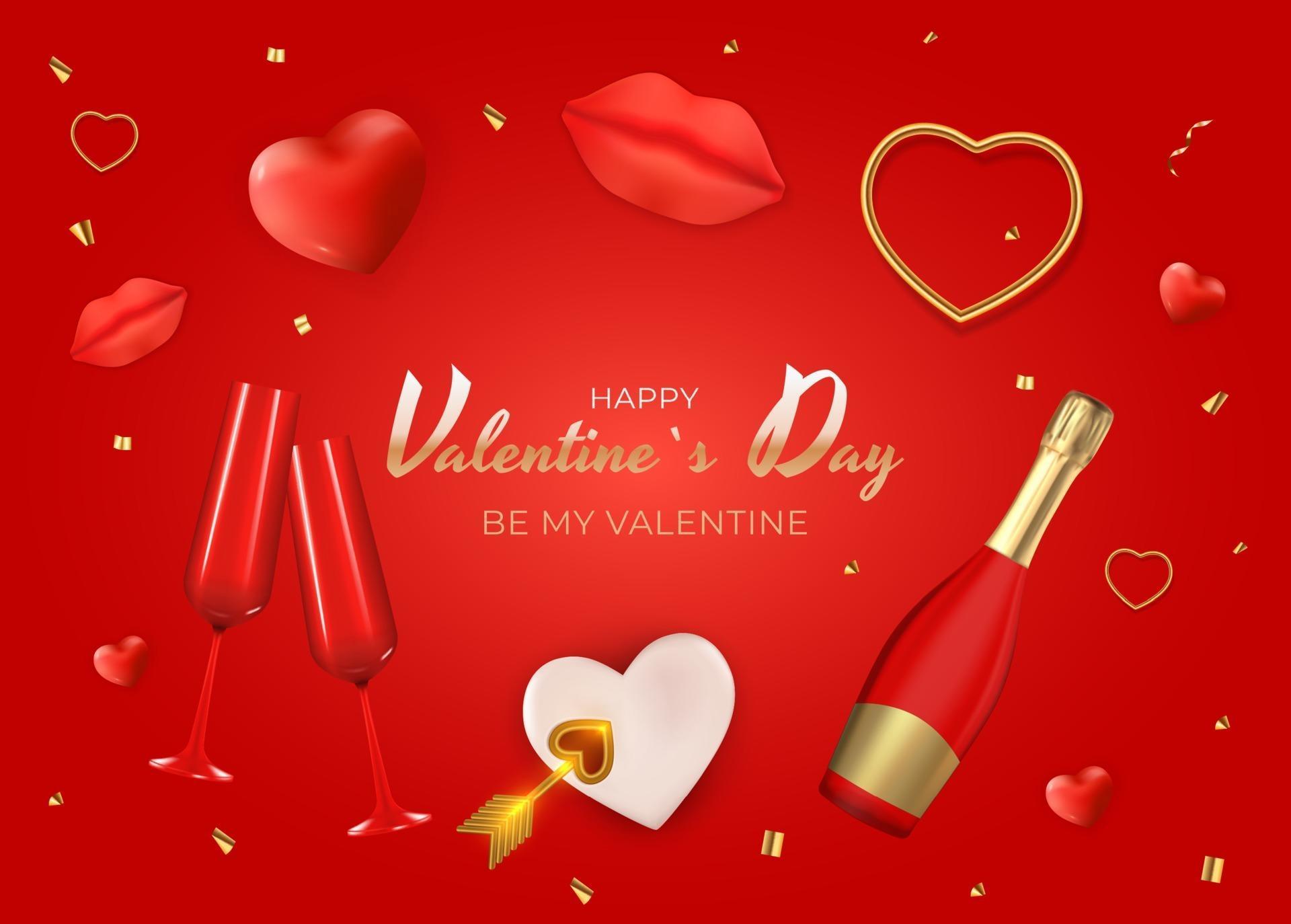 Valentine's Day Holiday Gift Card Background Realistic