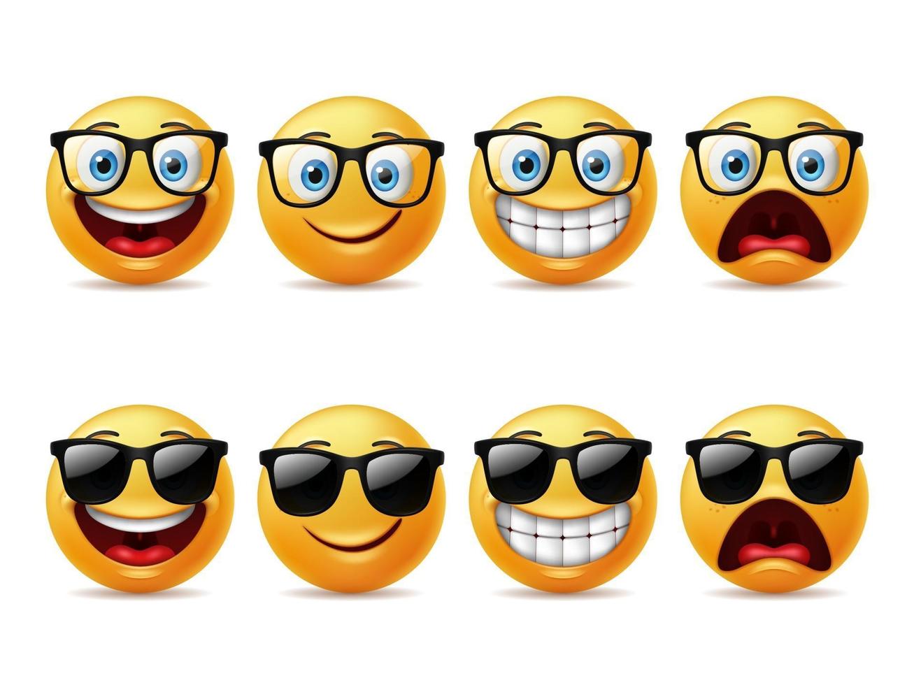 Smiling faces emoticon character set vector