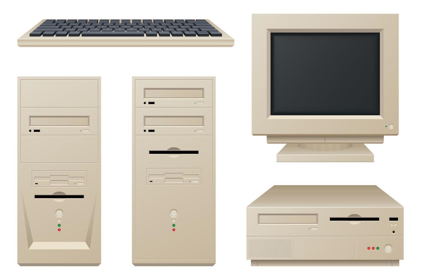 Old vintage computer vector illustration