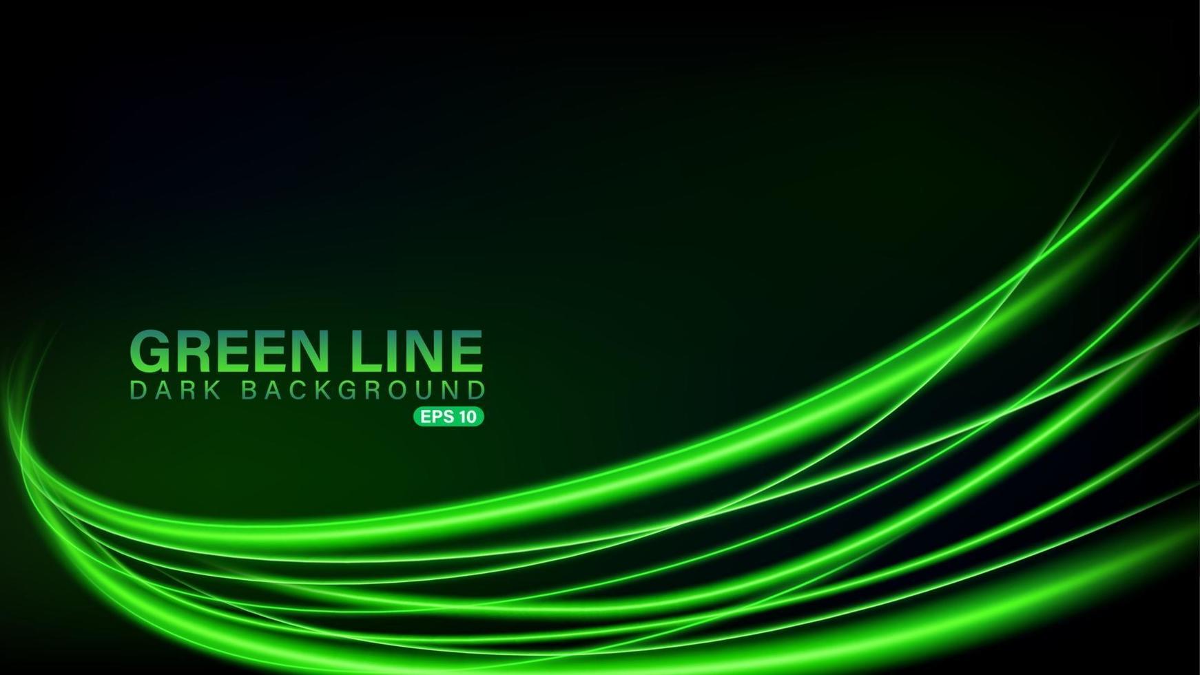 Green line of light on dark background vector