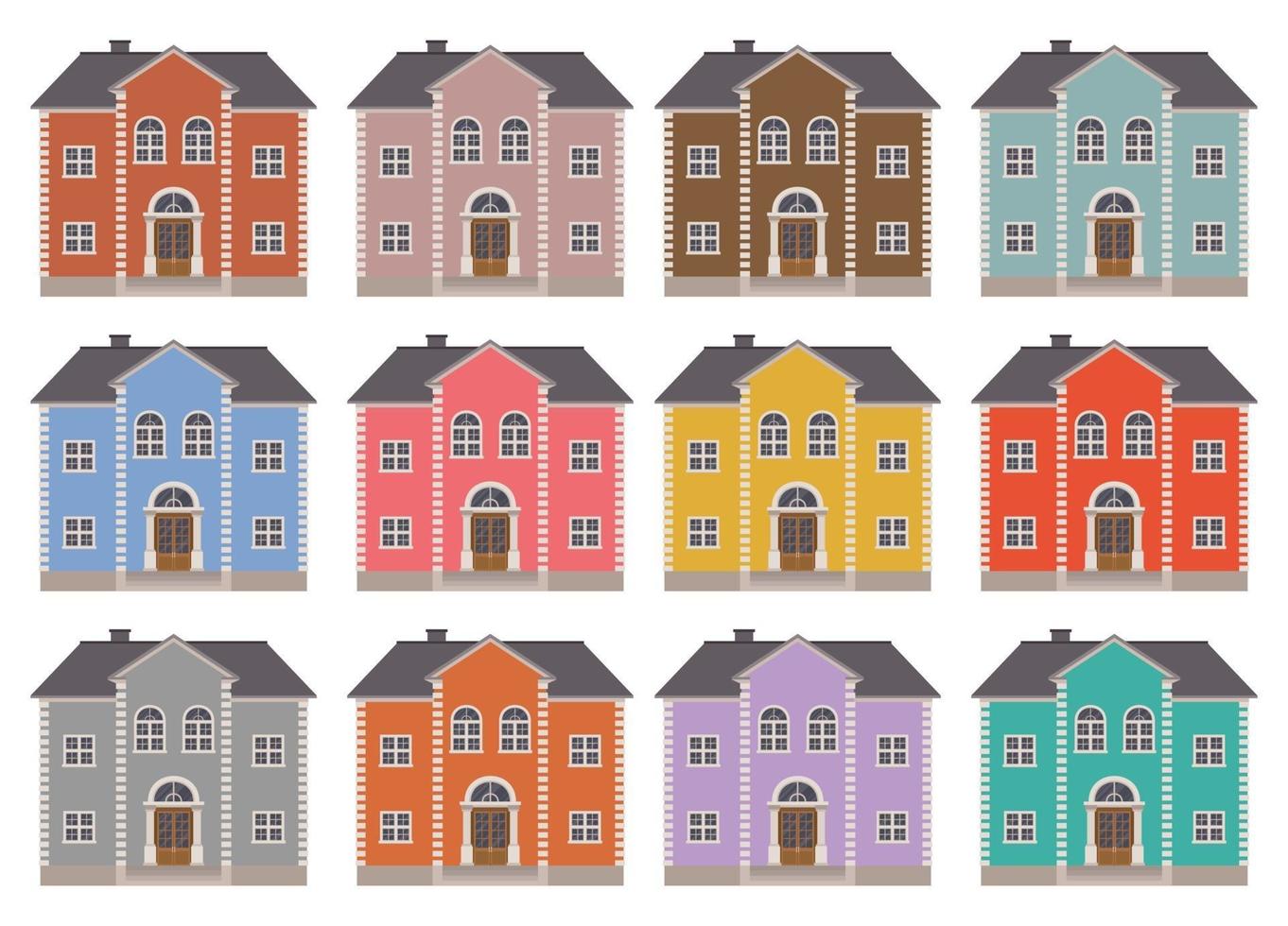 House building vector illustration isolated on white background set