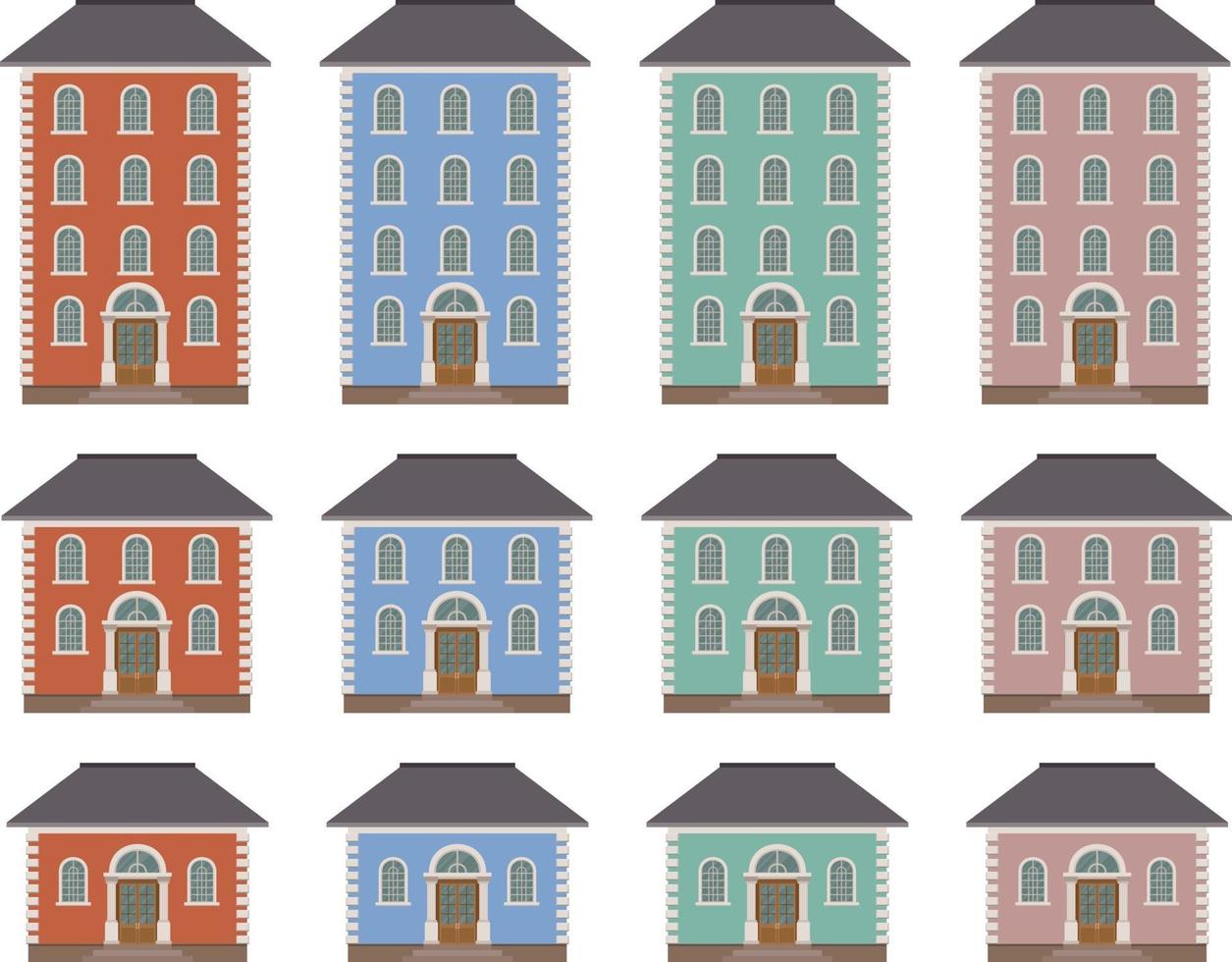 House building vector illustration isolated on white background set