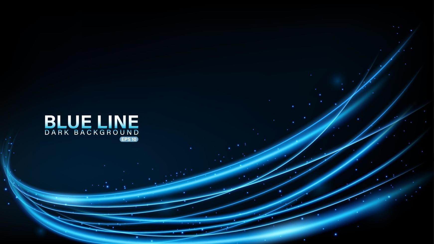 Blue line of light on dark background vector