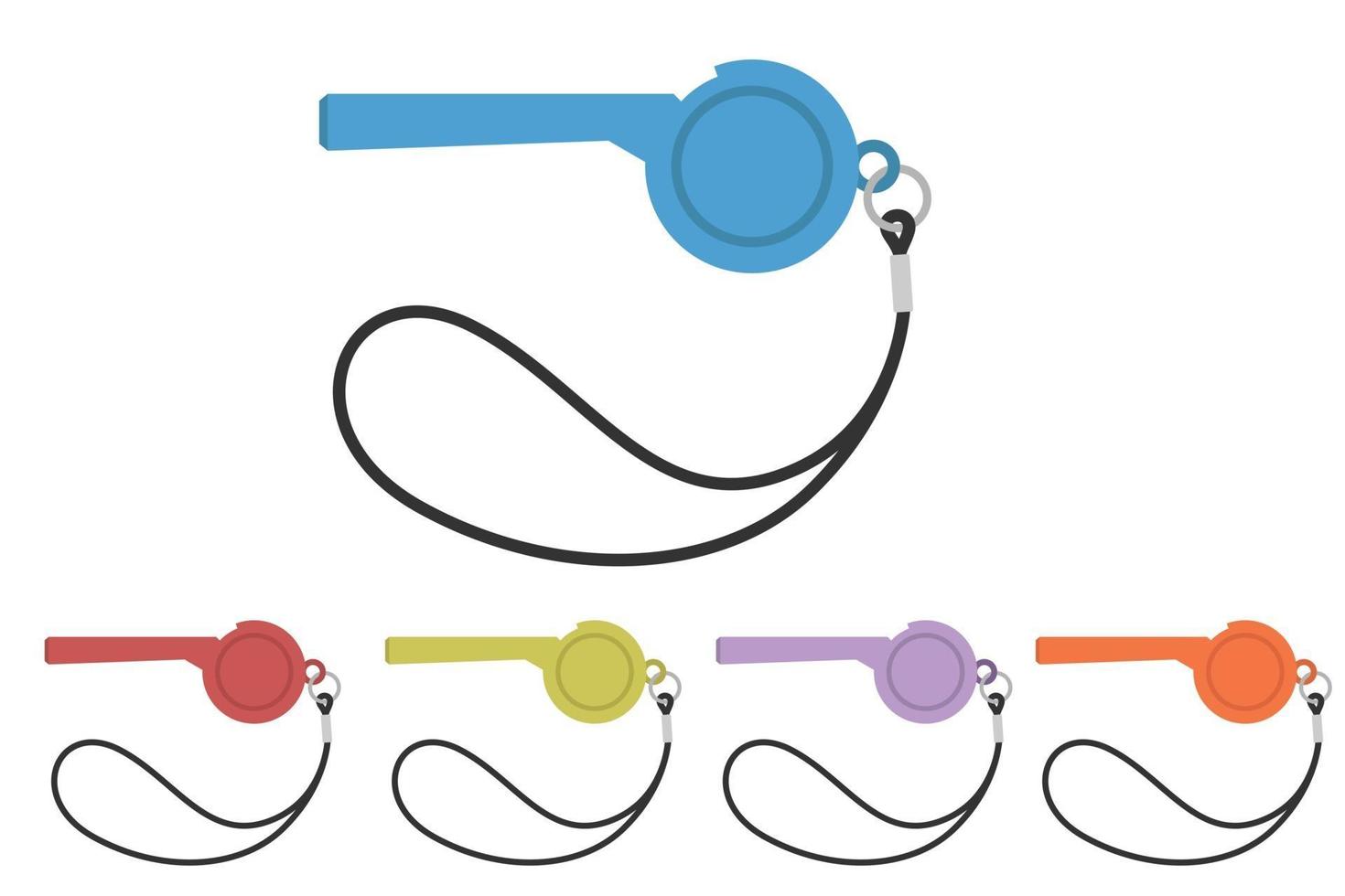 Set of colored whistles vector illustration