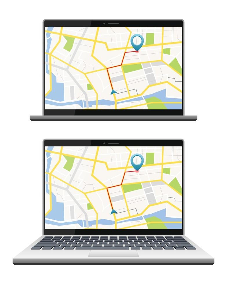 GPS satellite navigation system on screen set vector