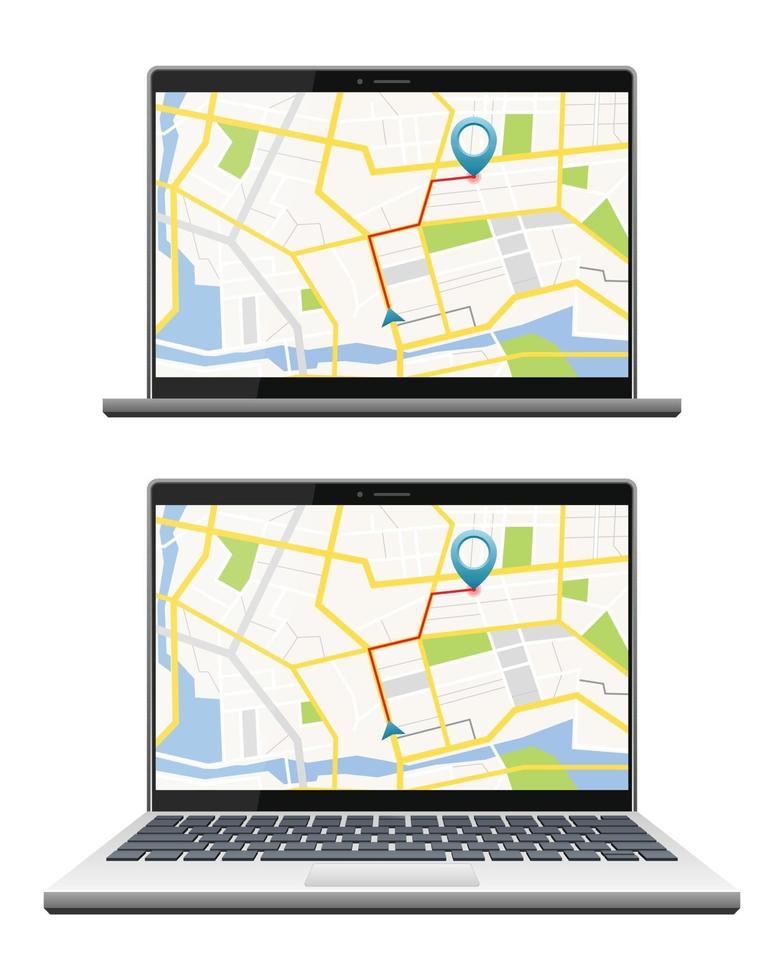 GPS satellite navigation system on screen set vector