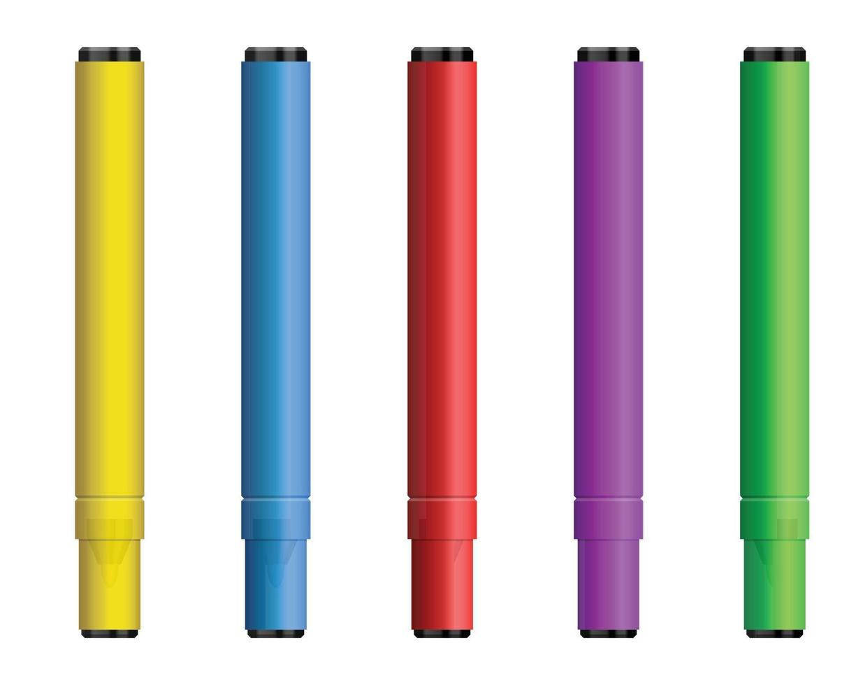 Set of colored markers vector illustration