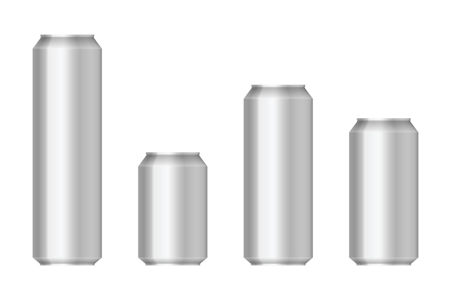 Realistic aluminum can vector illustration set