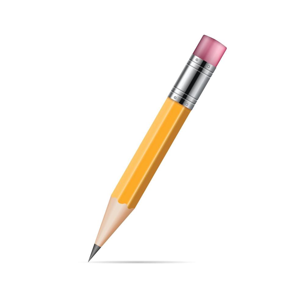 Ilustración de vector de lápiz realista aislado sobre fondo blanco