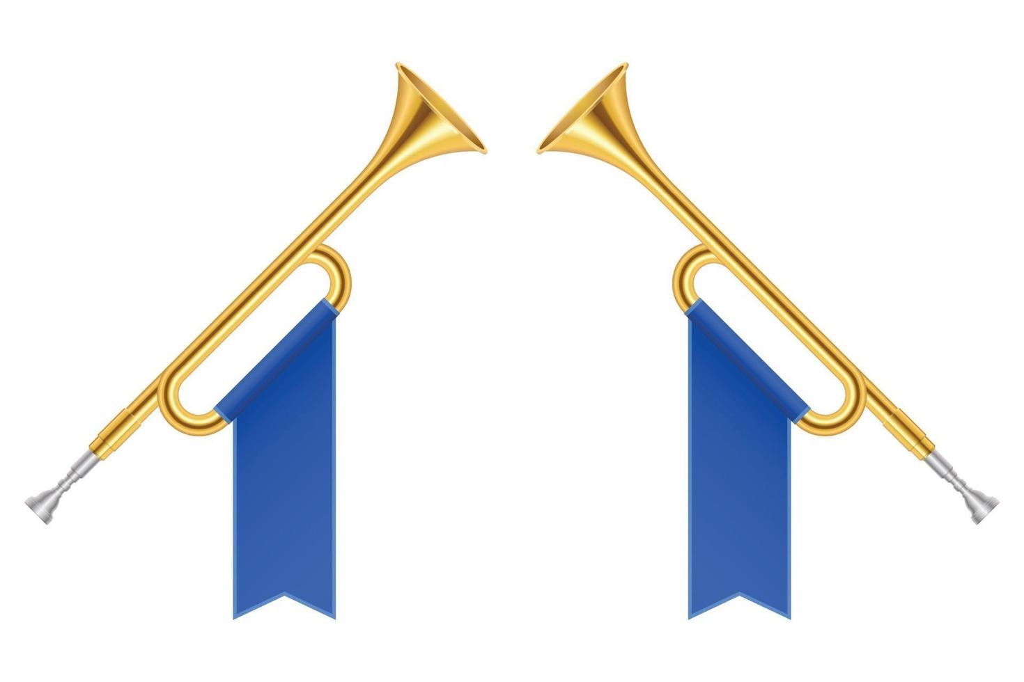 Crossed golden horn trumpets vector illustration
