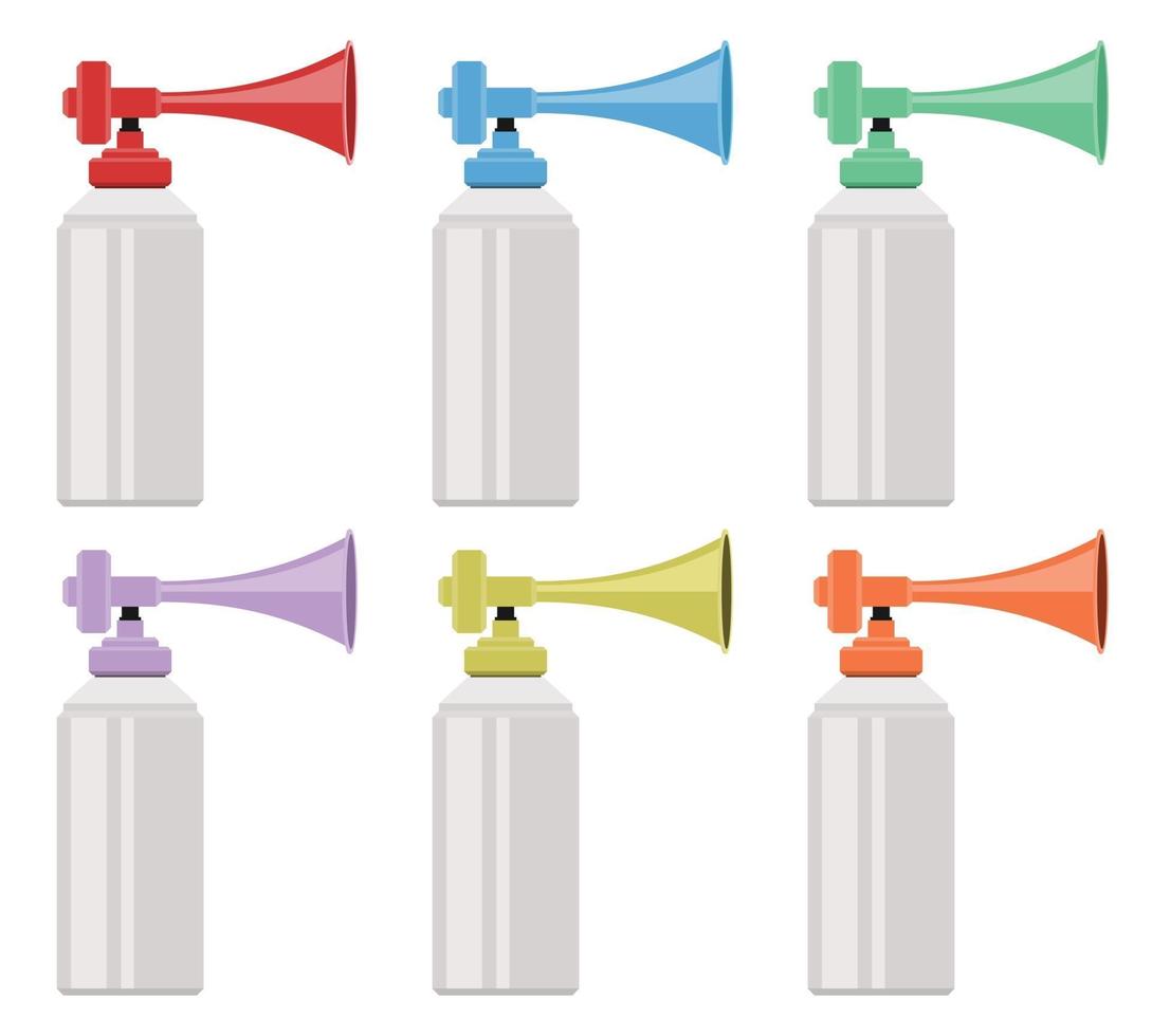 Air horn set in flat style set vector