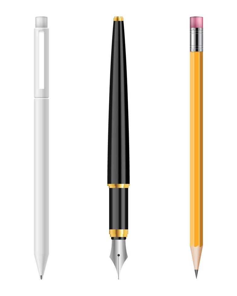 Pen and pencil set vector illustration isolated on white background