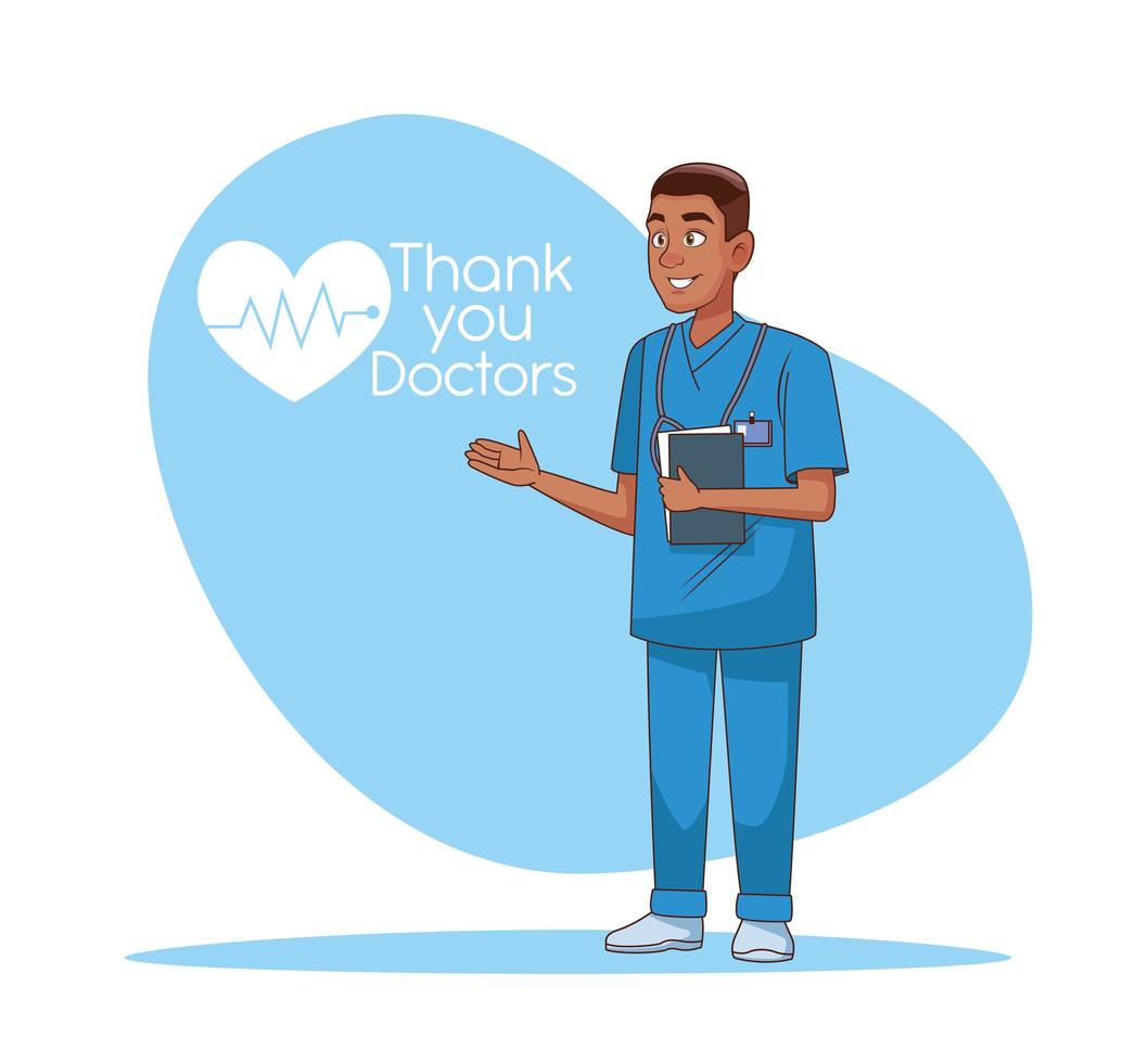 black professional doctor character icon vector