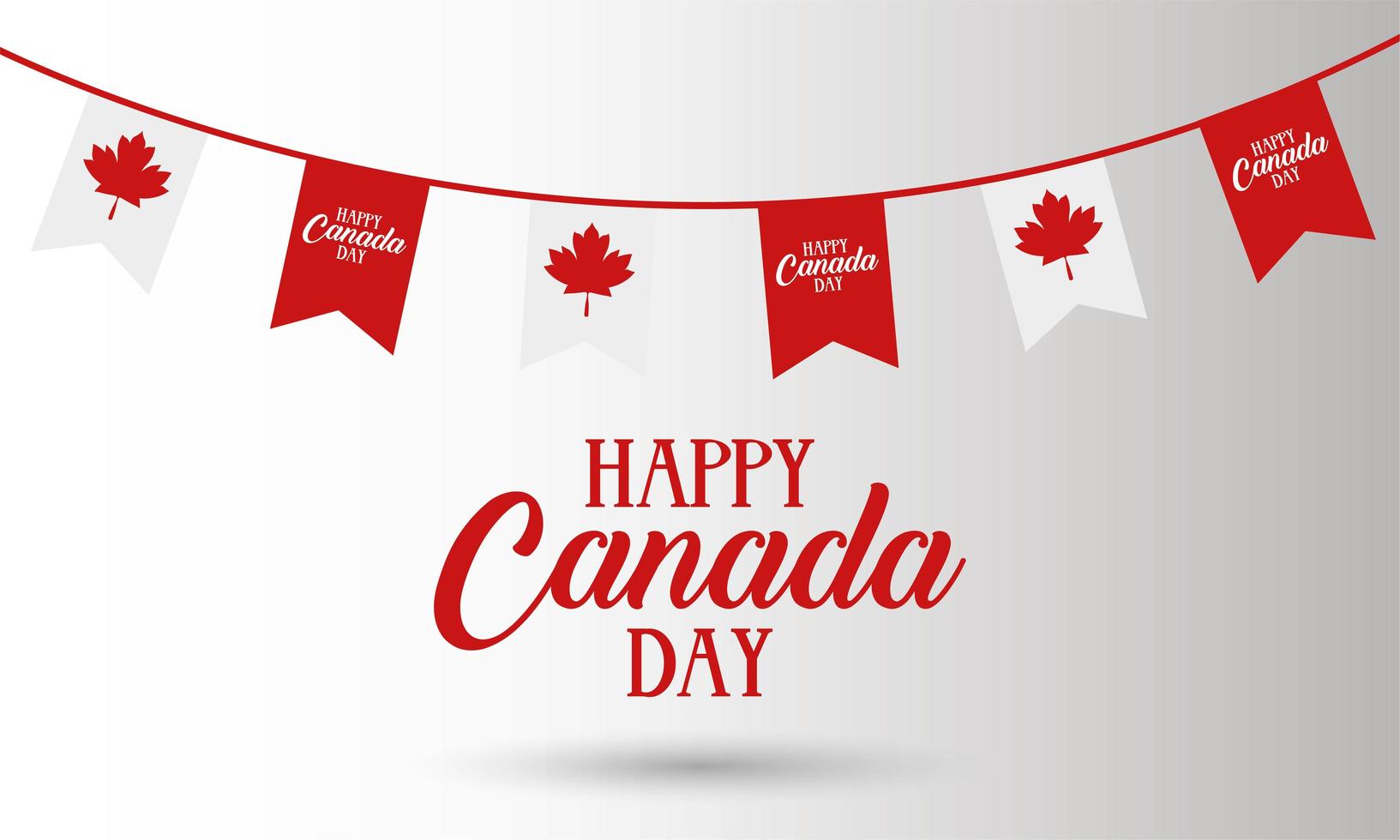 canada day celebration card with garland flag vector